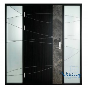 Specialdesignad ytterdörr panel med mönster i aluminium och skiffer